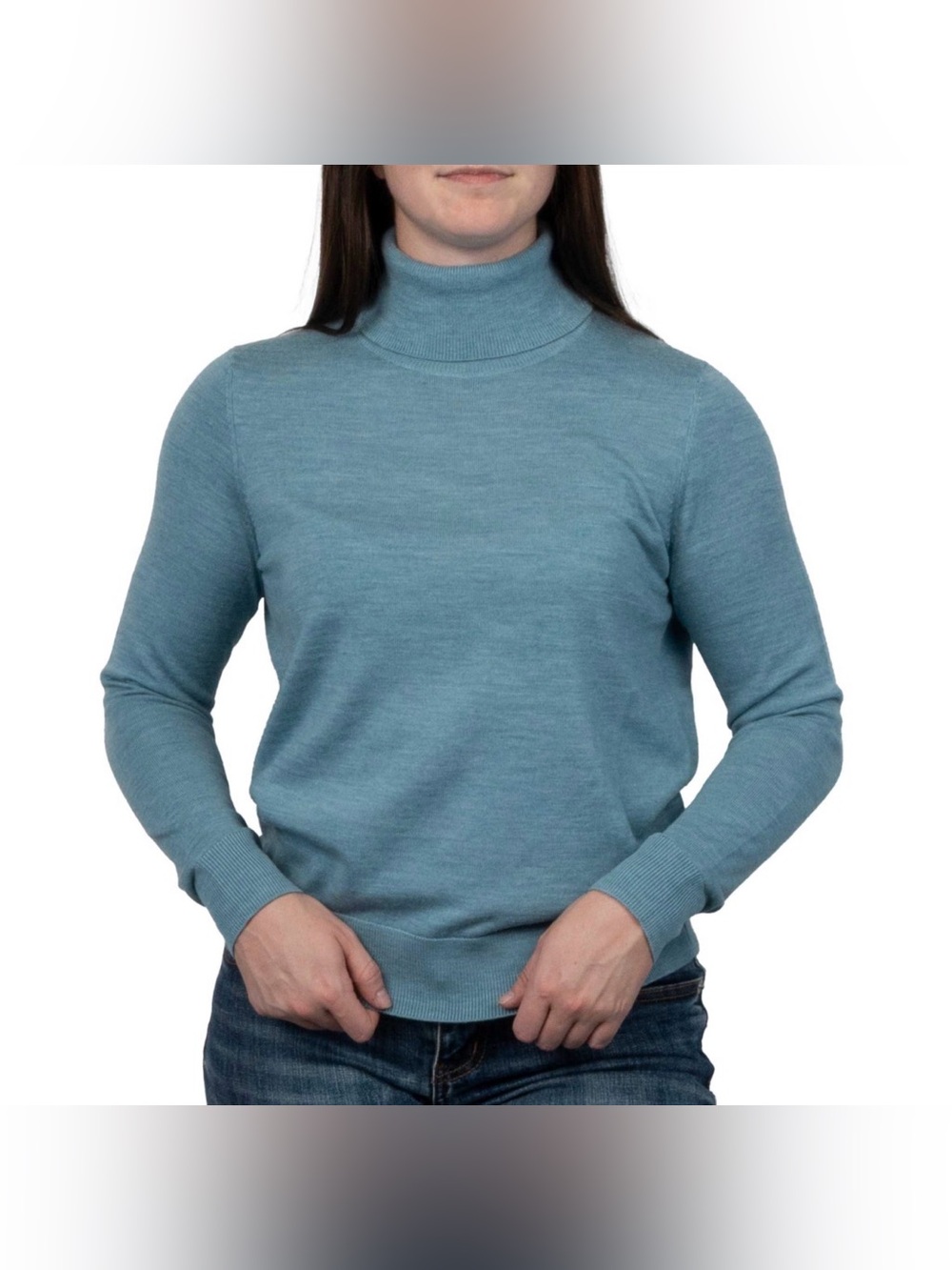 Pendleton Merino Wool Micro Rib Turtleneck Teal - Picture 8 of 9